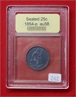 1854 Seated Liberty Silver Quarter   ***