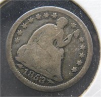 1853 with Arrows Seated Silver Half Dime.