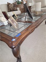 INLAID GLASS COFFEE TABLE (1 SM PANE CRACKED)
