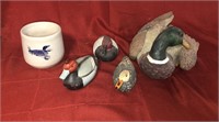 (4) Duck Decoys & Red Wing Duck Candle Warmer