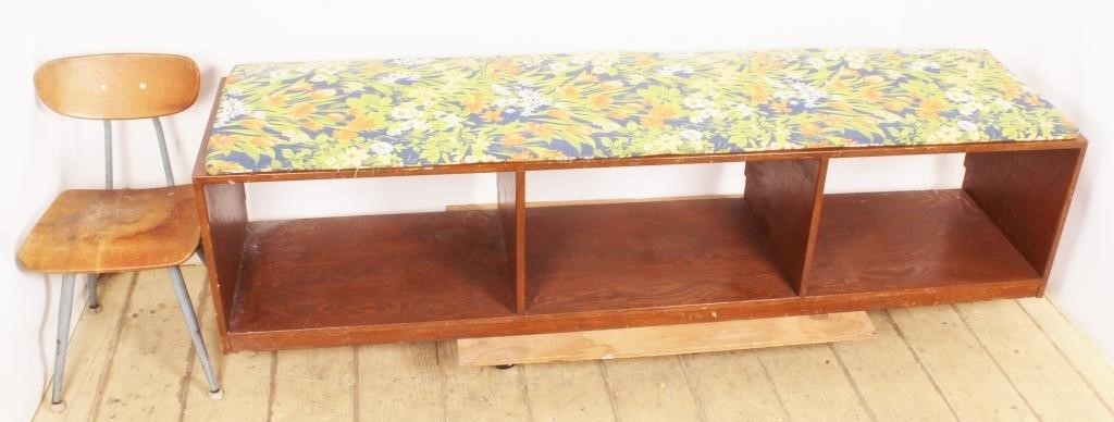 Wood Bench with Storage, Padded Top