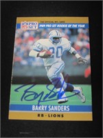 Barry Sanders Signed Trading Card GAA COA