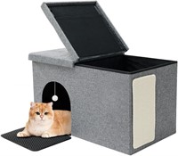 Docal Cat Litter Box Furniture Gray Large