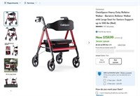 N2609  OasisSpace Bariatric Rollator Walker Red