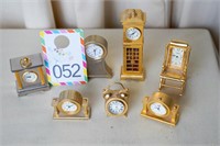 Lot of 7 Tiny Miniature Brass Clocks