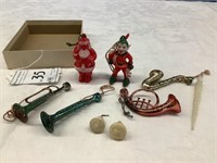 Vintage Christmas Ornaments Santa Elf Plastic