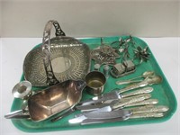 LOT OF OLD SILVERPLATE ITEMS & NEW NAPKIN HOLDERS