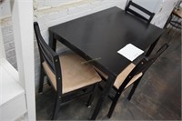 modern black table 28"x43" and 3-black chairs