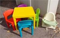 CHILD'S PLASTIC TABLE & CHAIRS