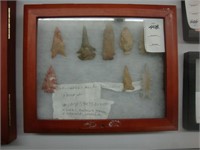 Lot of various cased arrowheads.