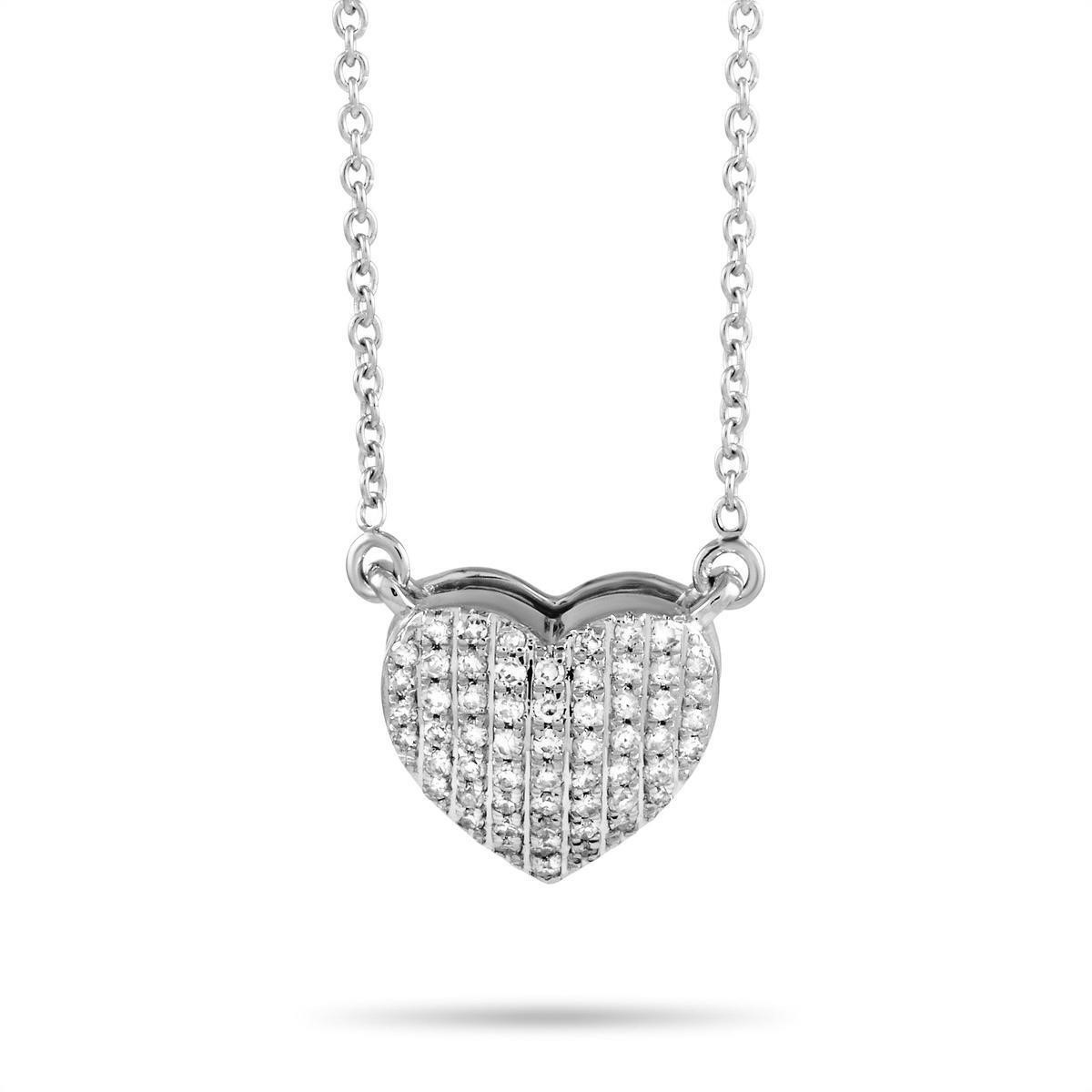 14K White Gold 0.16ct Diamond Pendant Necklace