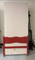 Red Twin Size Headboard with Metal Hollywood Frame
