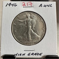 1946 WALKING LIBERTY SILVER HALF DOLLAR HIGH GRADE