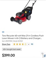 TORO Recycler 60V 21IN Cordless Push  Mower(21323)