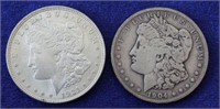 2 Morgan Silver Dollar Coins