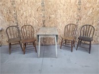 Drop Leaf Farm Table & 4 Chairs