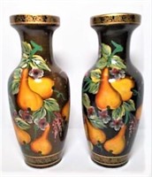 Pair of Hand Painted Tall Vases