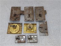 Lot of 8 Antique & Vintage Door Lock Inserts