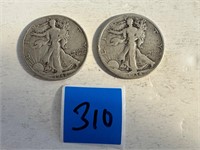 2 Silver Walking Liberty Half Dollar pic's 4 date