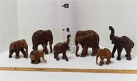 (7) Carved Wood Elephants