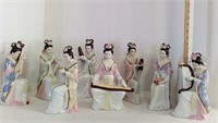 8 pc Asian Geisha Musician Figurines