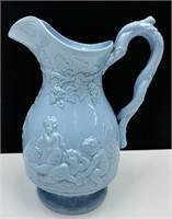 Victorian Blue Pottery - Moulded Jug