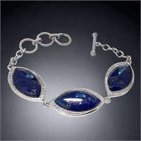 Lapis 7" Sterling Silver Bracelet & White Topaz