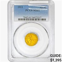 1911 $2.50 Gold Quarter Eagle PCGS MS61