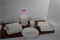 Rae Dunn Baking Dishes, Candle & Flower Pot