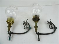 Lot of 2 Antique Gas Powered Wall Sconces