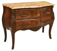 FRENCH LOUIS XV STYLE MARBLE-TOP SECRETARY COMMODE