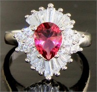 Brilliant Elegant Ruby & White Topaz Ring