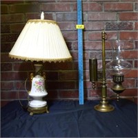 Vintage floral lamp and Vintage student candle