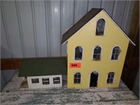 WOODEN  DOLL HOUSE W/ SIDE BUILDING