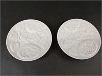 Set of Two White Embossed Germaine Monteil Plates