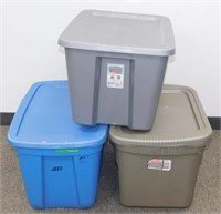 ** (3) 18 Gallon Totes with Lids