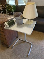 Adjustable side table, vintage metal pales