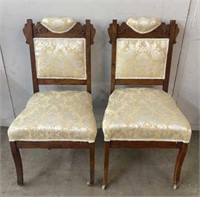 Vintage Wooden Upholstered Chairs