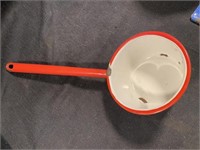 Vintage Enamelware Dipper ladle - Long Handle -