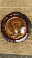 Tiara amber glass 10’’ American eagle ashtray