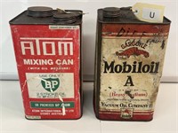 2 x 1 Gallon BP & Mobiloil Tins