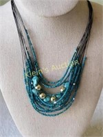 Turquoise Beaded Necklace Layered Strands