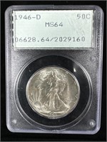 1946-D Silver Walking Liberty Half-Dollar MS64