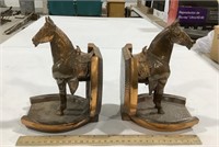 2 Brass horse book ends 8in