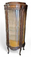 French Carved Cylindrical Curio Cabinet.