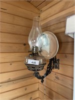 OIL LAMP WITH BRACKET ON WALL