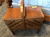 SEWING BASKET STAND & SEWING  ITEMS INSIDE