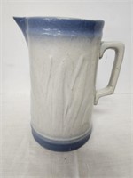 Blue & White Stoneware Cattails Pitcher