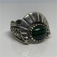 STERLING SILVER MALACHITE STONE RING