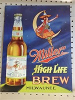 Miller High Life Metal Beer Sign 12.5x16
